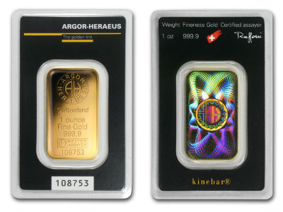 1 OZ GOLD BAR ARGOR-HERAEUS KINEBAR
