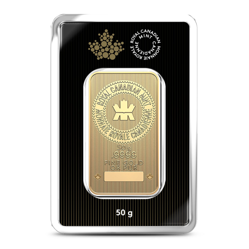50 GRAM GOLD BAR ROYAL CANADIAN MINT